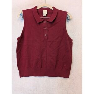 Calvin Klein Women's Size M Burgundy Red Sleeveless Polo‎ Sweater Vest